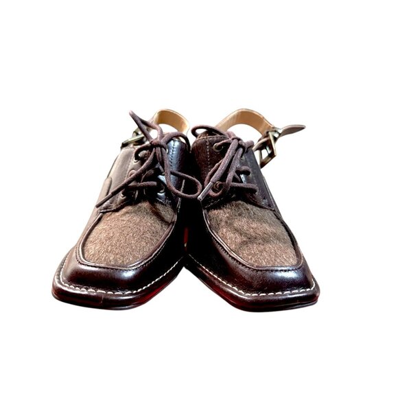 Antonio Melani Rae Brown Leather Slingback Block Heel Lace-Up Women 6.5 NWOB - Picture 2 of 8